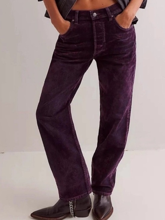 Free People Denim - Free People Straight Leg Jeans in Deep Plum